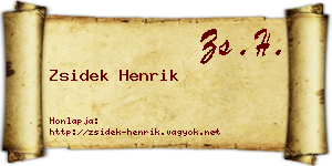 Zsidek Henrik névjegykártya